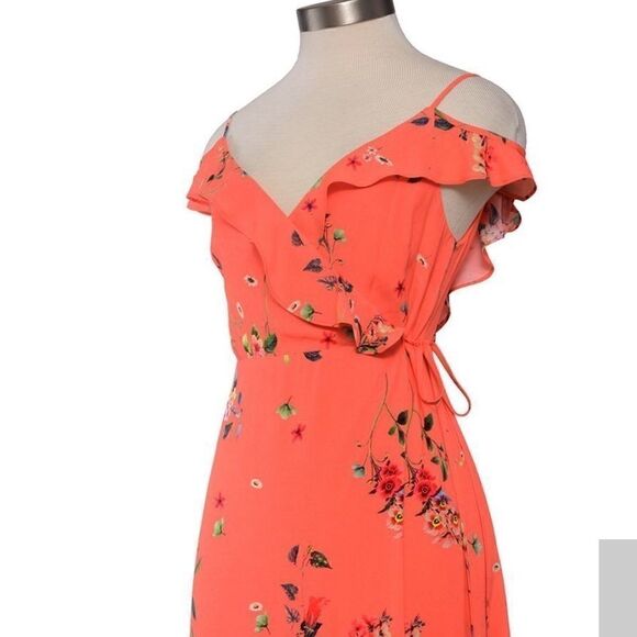 Willow + Clay Floral Wrap Dress Tangerine NWT - Picture 5 of 6
